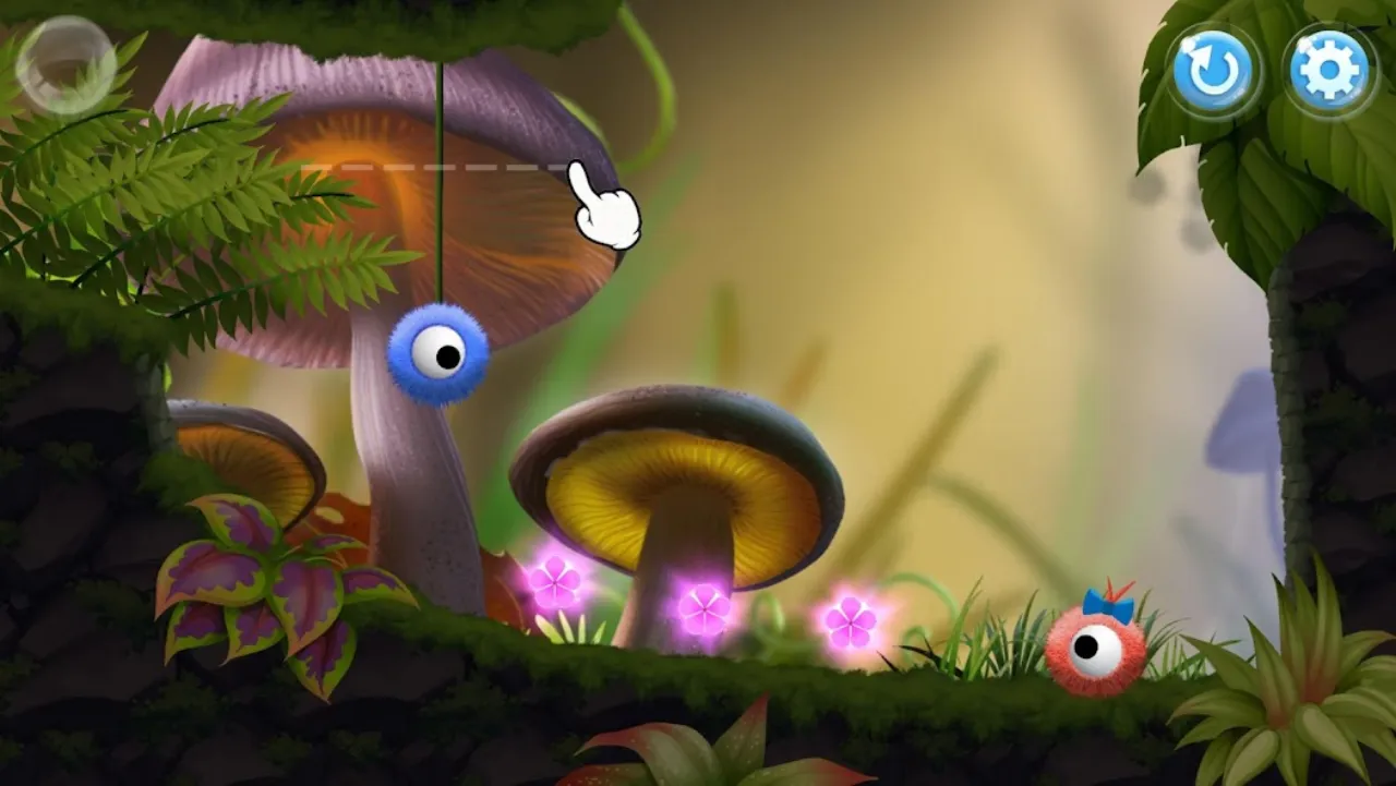 Cut the rope to reunite the fluffies