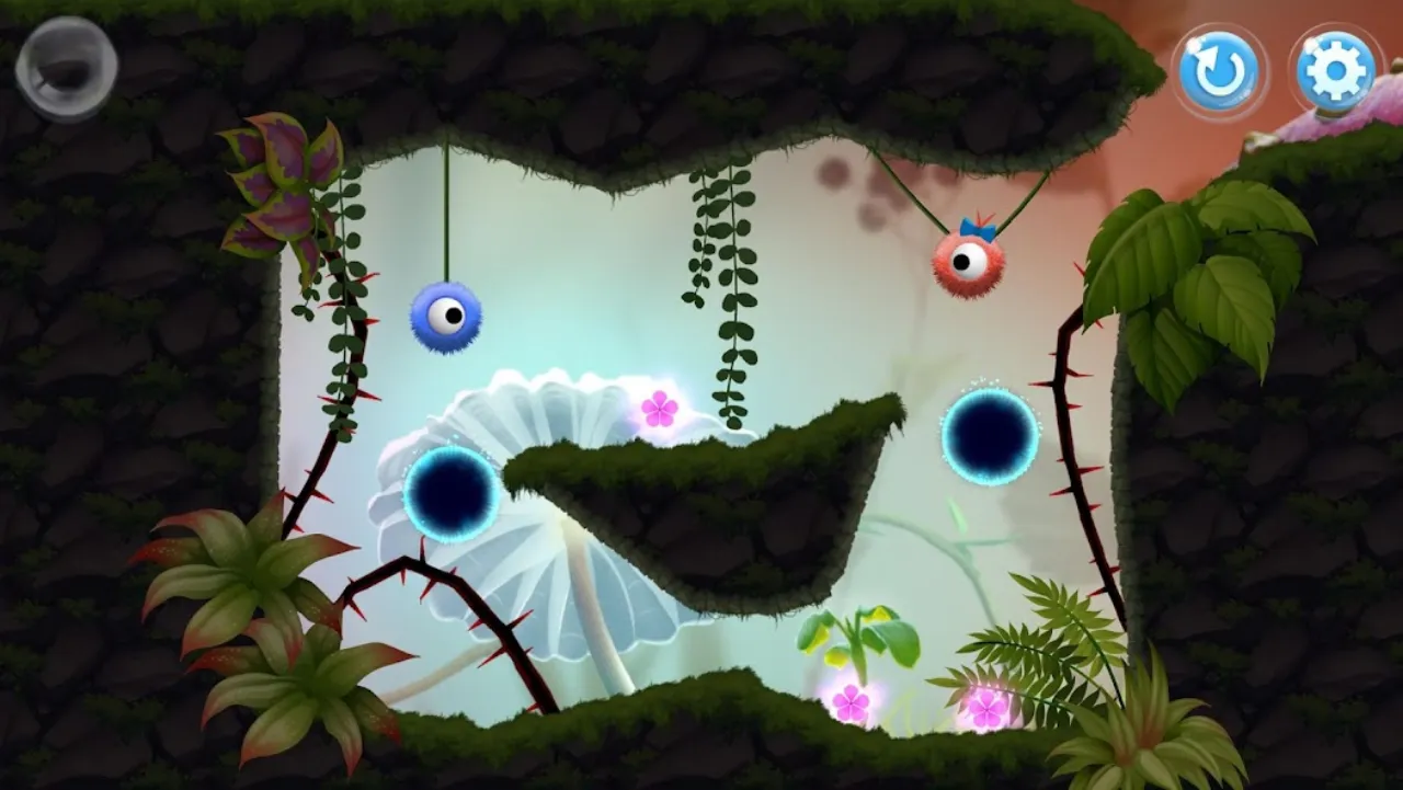 Use physics contraptions to solve puzzles