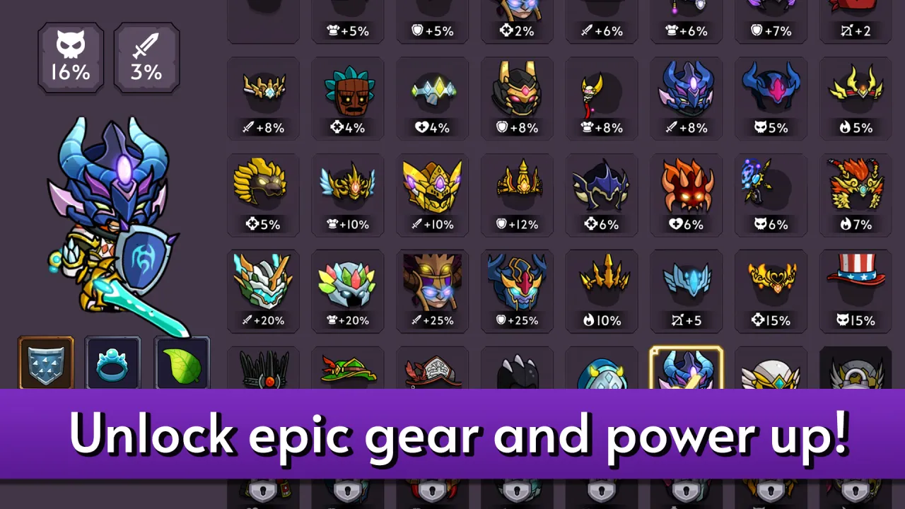 Upgrade screen for Knight Hero equipment