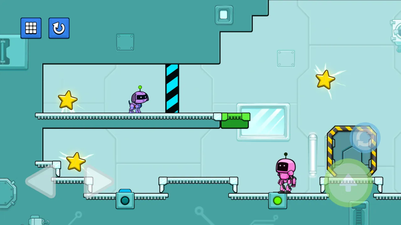 Activate buttons to move platforms