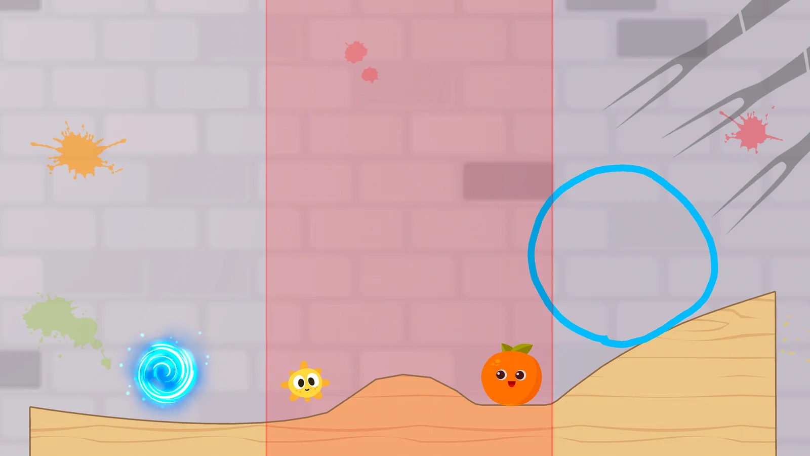 Solve a colorful Fruit Escape physics puzzle