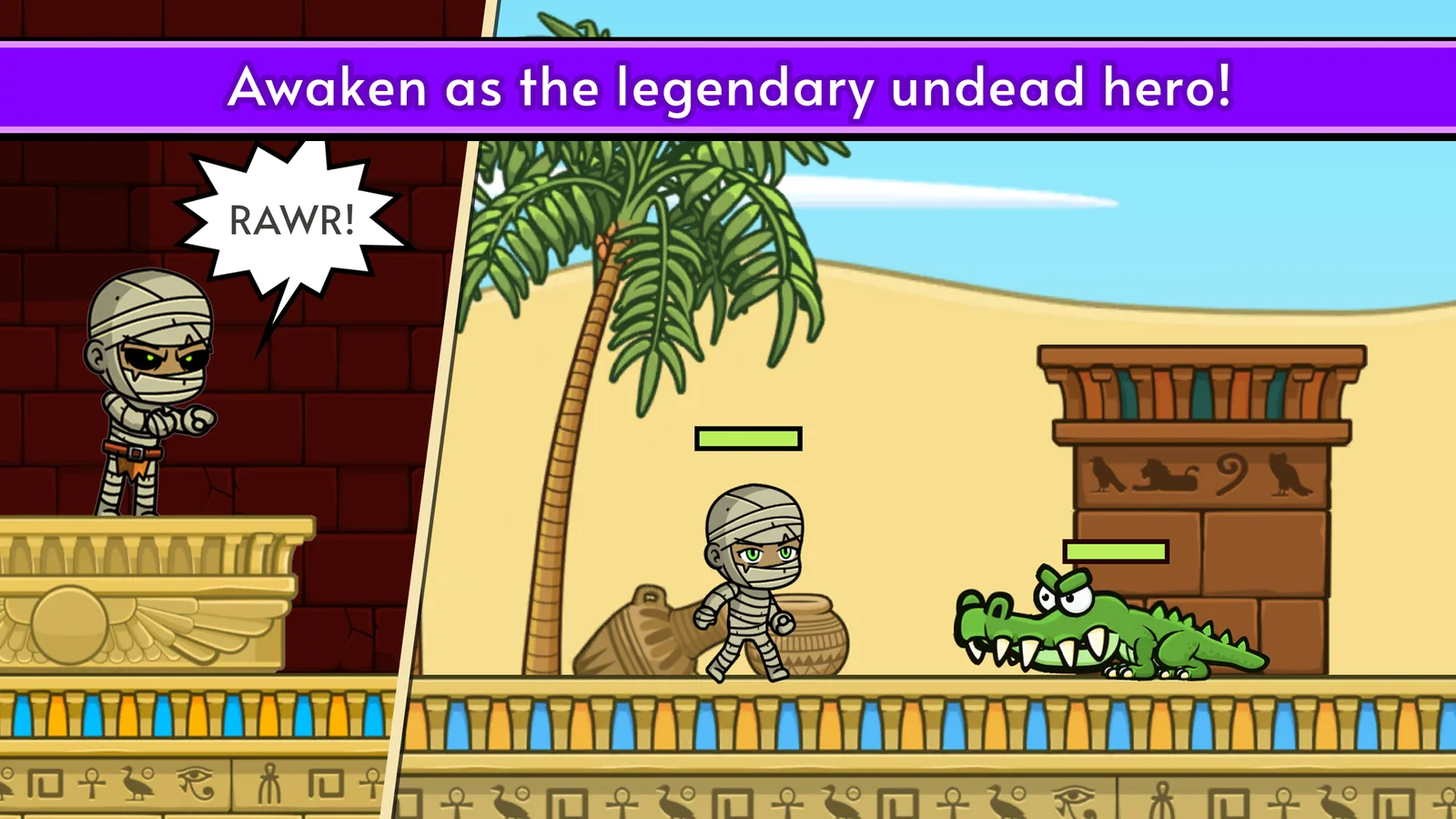 Battling hunters inside the pyramid