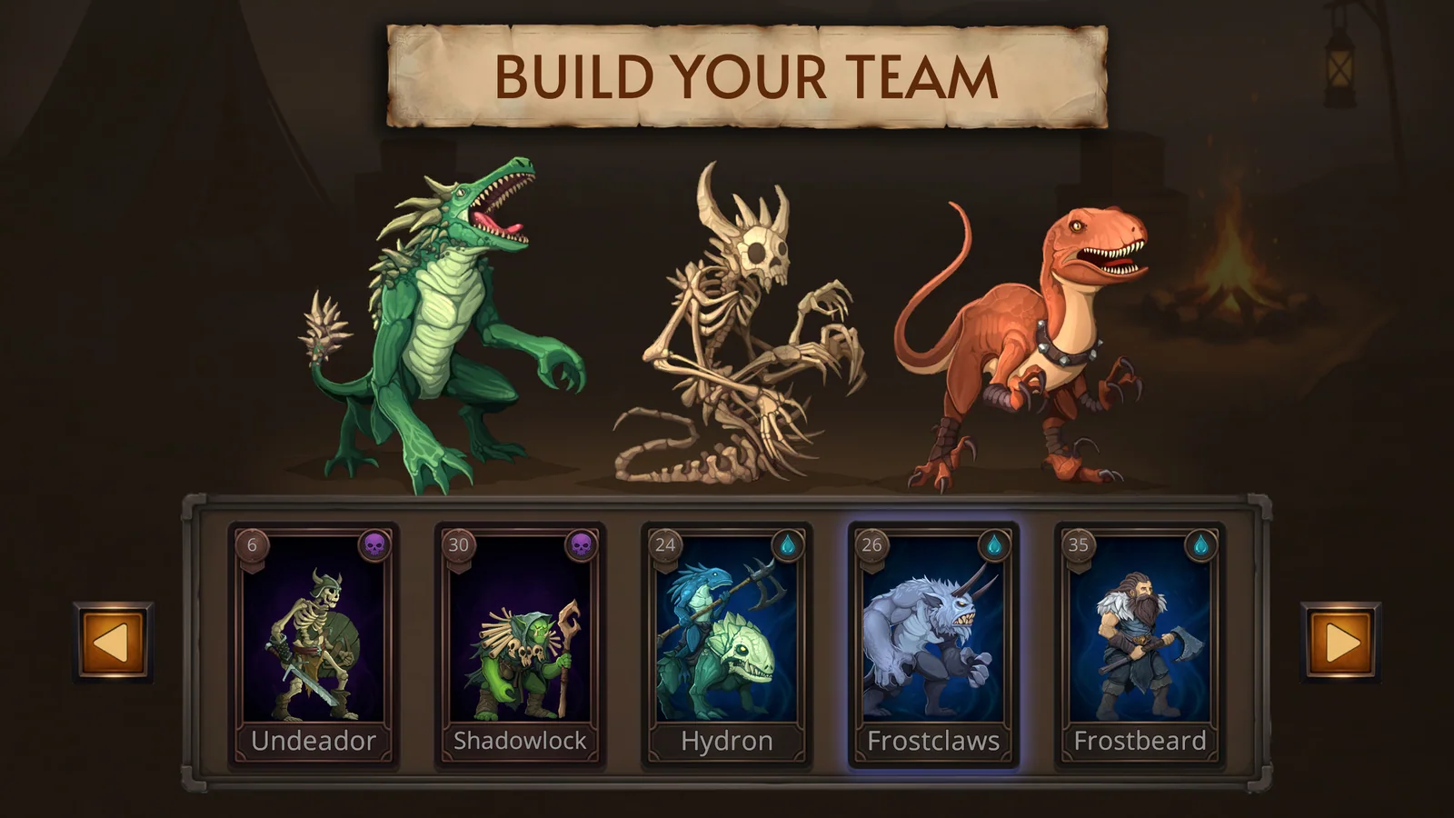 Forma un equipo de luchadores en Dark Stones